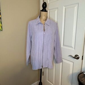 Lemon Grass Studio Women’s Faux Suede Zipper front Blouse Light Purple Size XL